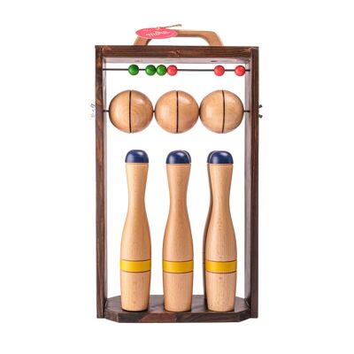 Wooden bowling set with frame - 24 cm