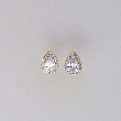 Boucles d'oreilles mariage chic  Clou zircon - Plaqué or Jaune