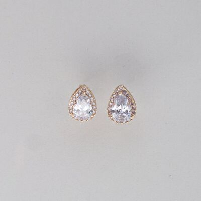 Boucles d'oreilles mariage chic Clou zircon - Plaqué or Jaune