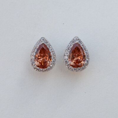 Boucles d'oreilles mariage chic  Clou zircon - Nude pêche