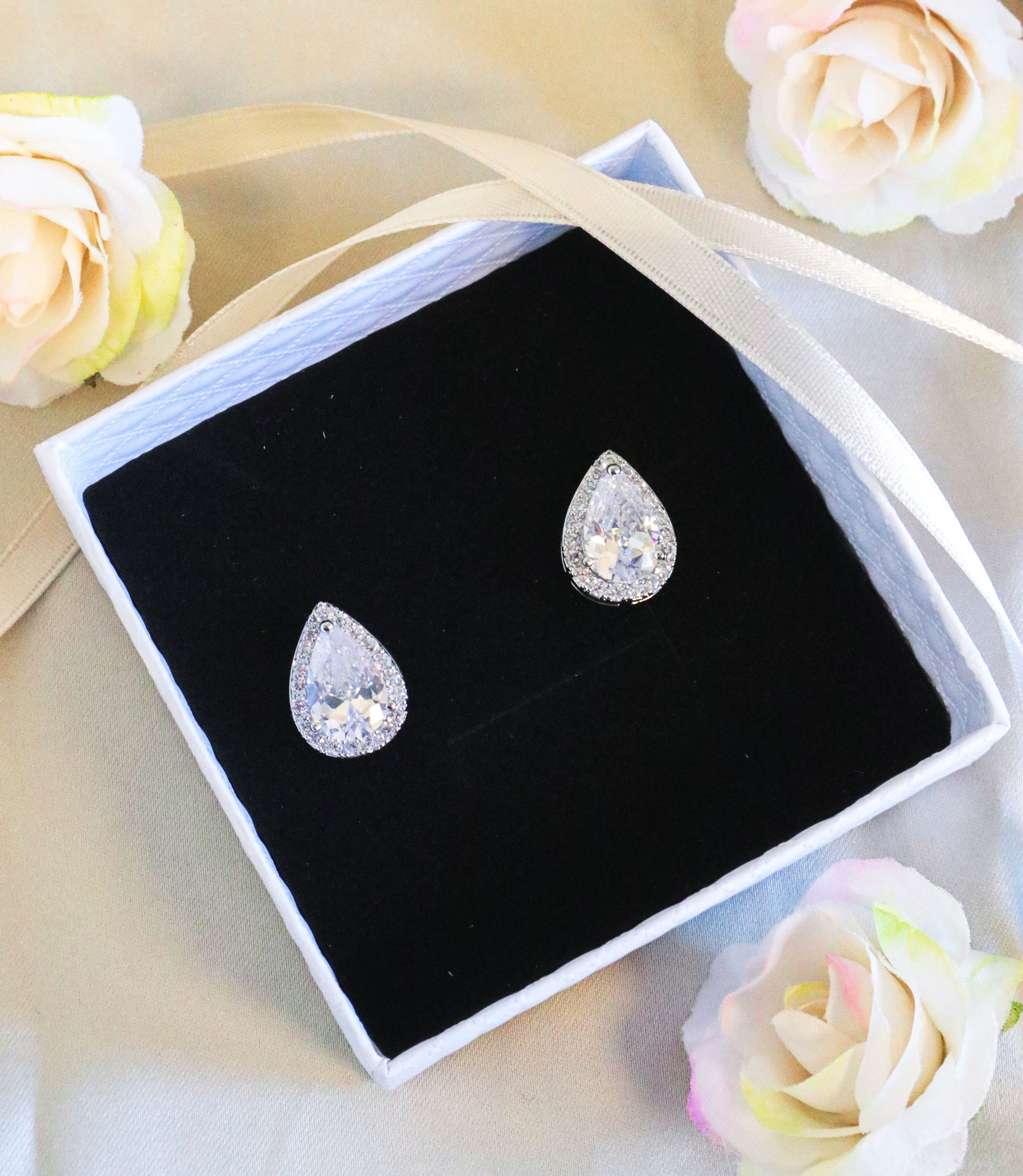 Schicke Hochzeitsohrringe Clou Zirkon - Rosé vergoldet