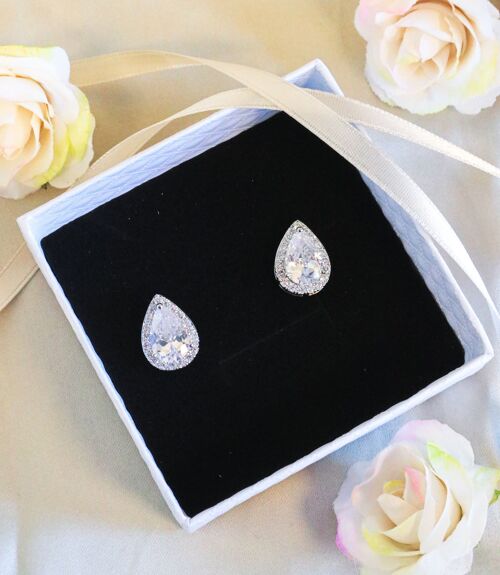 Boucles d'oreilles mariage chic  Clou zircon - Plaqué or rose
