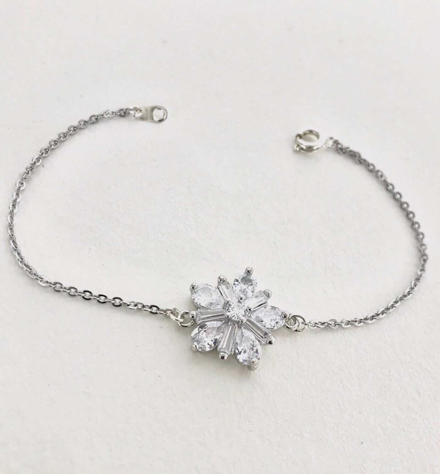 Böhmisches Hochzeitsarmband aus echtem Silber und Zirkonia-Anhänger - rosévergoldet