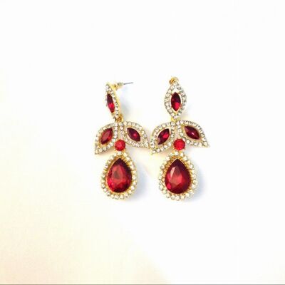 Boucles d'oreilles mariage rouges et dorées Mastani à personnaliser