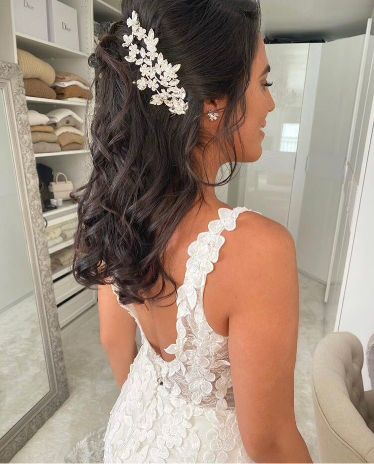 Comb Hair brooch Chic oriental wedding pearls and rhinestones Laura - Rose gold plated