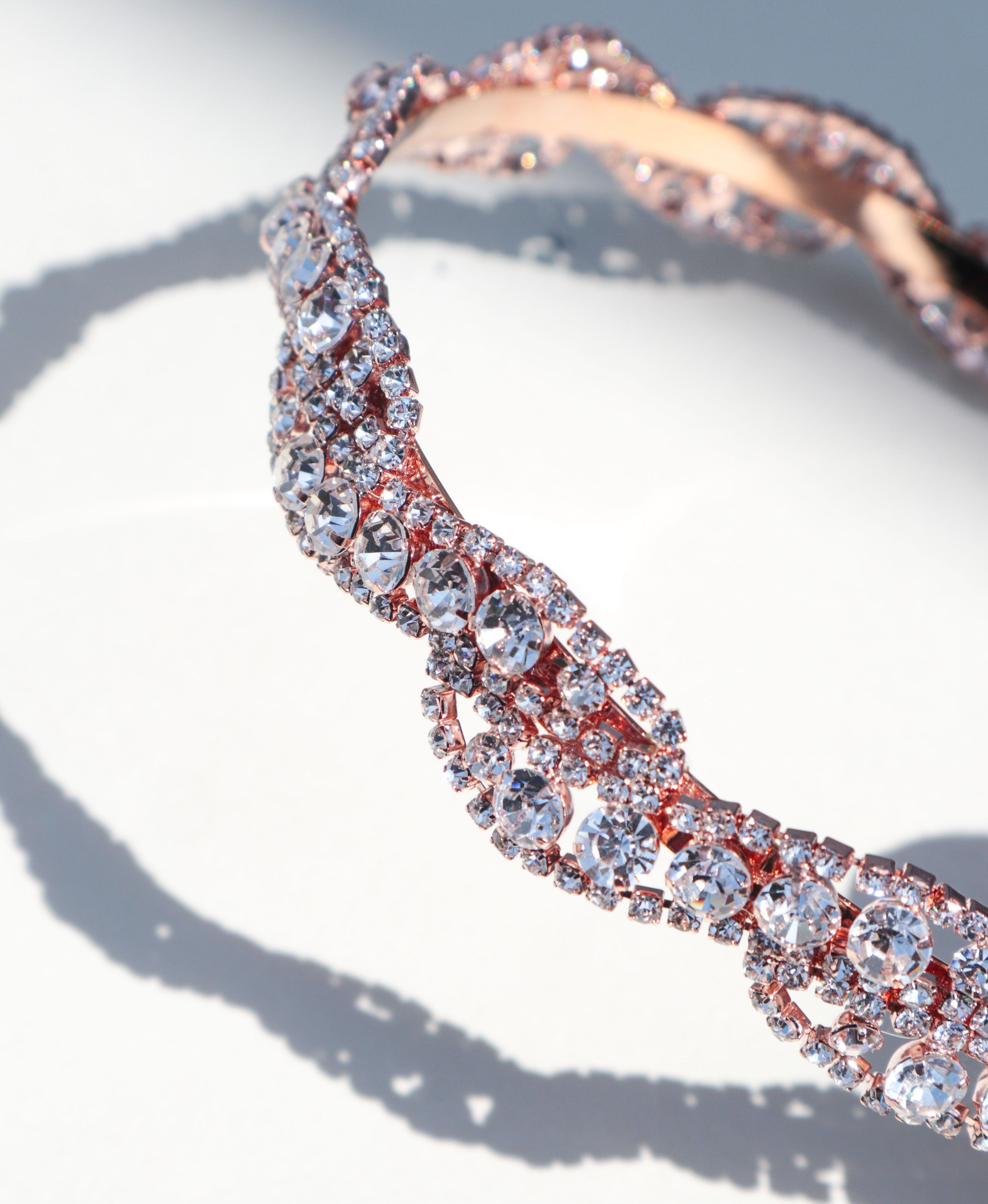 Tiara da sposa orientale con strass Tasnim - Placcato oro rosa