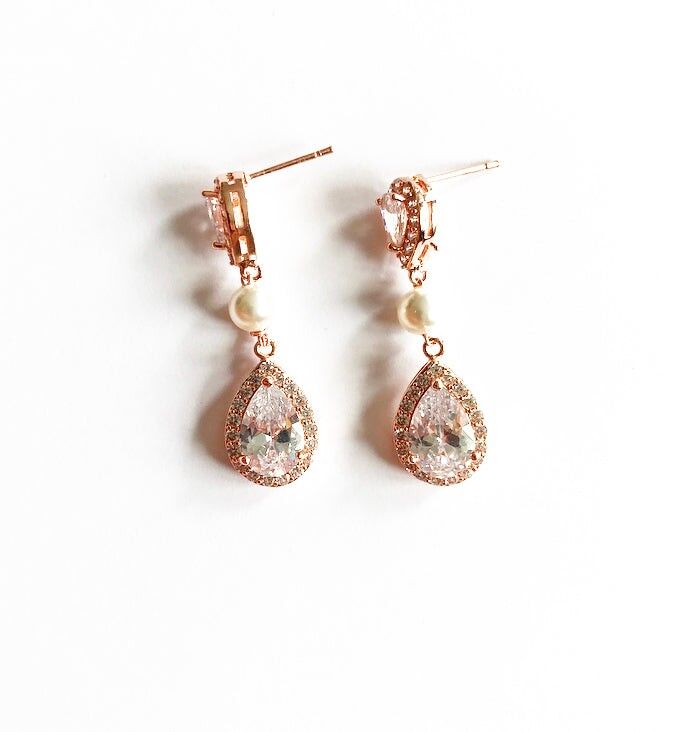 Orientalische schicke Hochzeitsohrringe Les Precious - Rosévergoldet