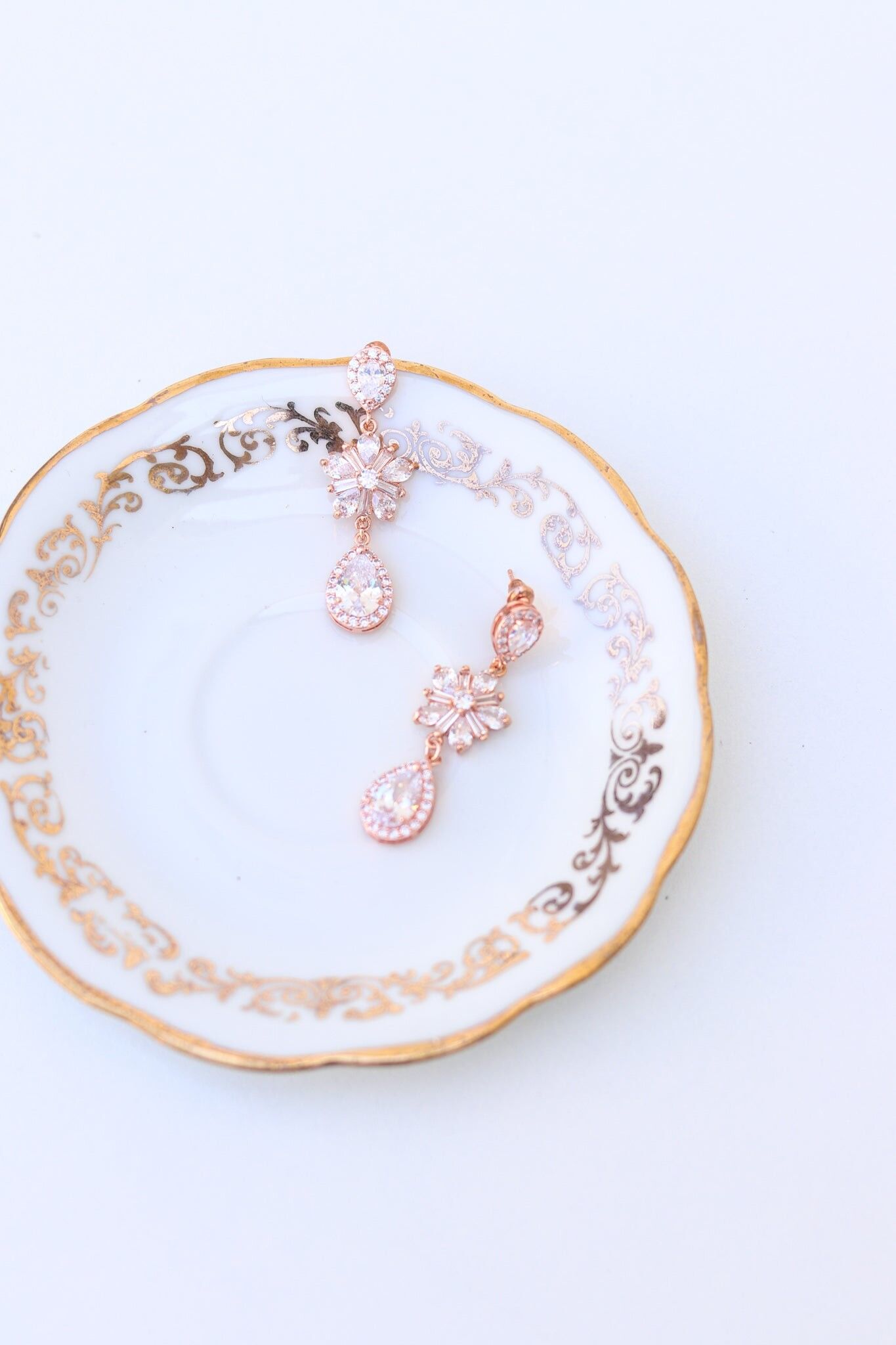 Böhmische orientalische Hochzeitsohrringe - rosévergoldet