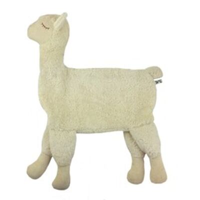 Organic / eco cuddly pillow, alpaca, natural white, ALP-1 filling organic spelled husk / organic millet husk