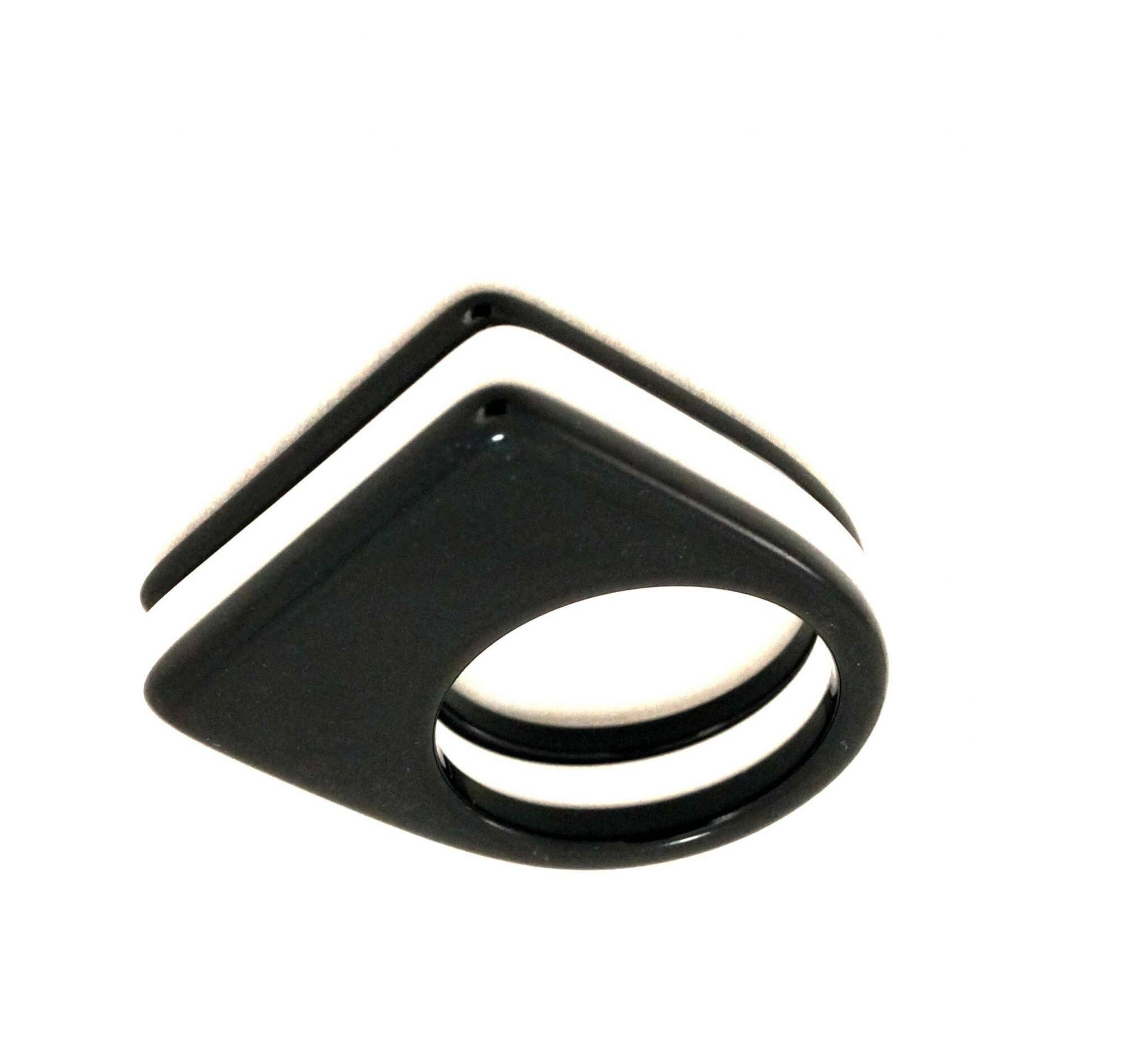 Anello rettangolo optical bianco nero-