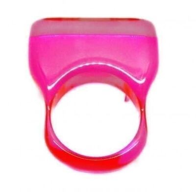 Anello rettangolone plexiglass fluofuxia