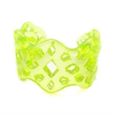 Bracciale merletto fluo - medio bracciale rigido, fluogiallo-