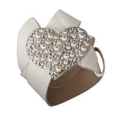Cintura fibbia gioiello cuore perle e cristalli-