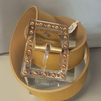 Cintura oro con fibbia gioiello cornice perle swarovski-Mod 1