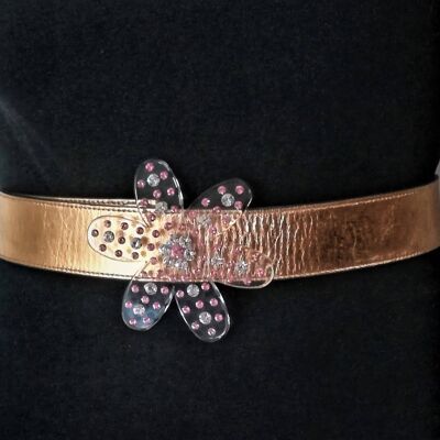 Cintura oro con fibbia gioiello fiore swarovski-