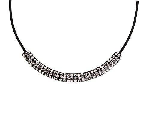Collana barretta 3 file - crystal bianco, onice nero lucido-