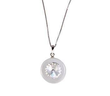 Collana leo zircon - crystal bianco, Trasparente lucido-