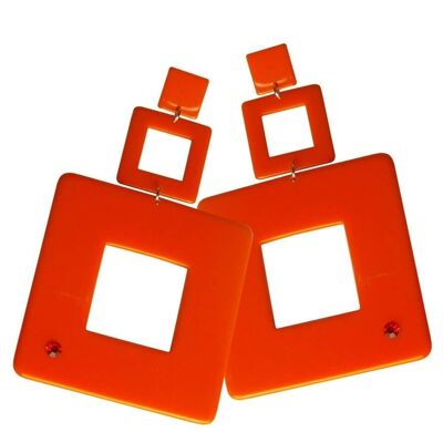 Orecchini pendenti quadrati maxi - arancio-