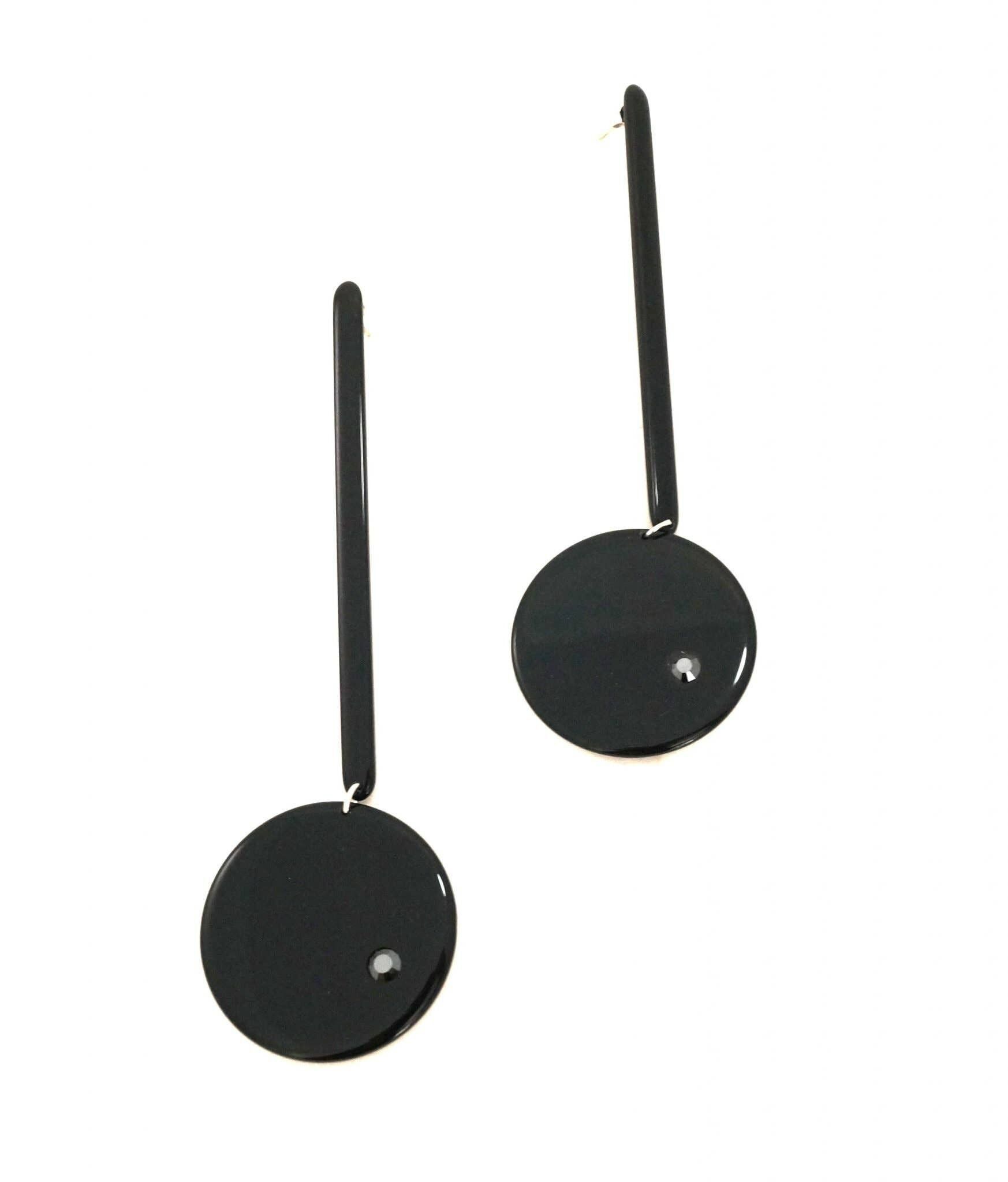 Orecchini pendenti vintage - onice nero lucido-