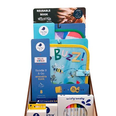 Jaq Jaq Bird: BOOK AND CHALK COUNTER DISPLAY 47x26x29, with header in English