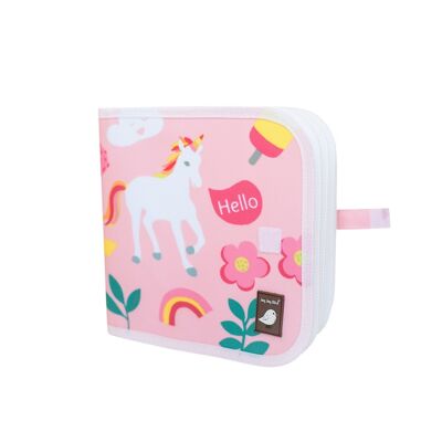 Jaq Jaq Bird: DOODLE IT & GO UNICORN 20x20cm, cuaderno pizarra, borrable