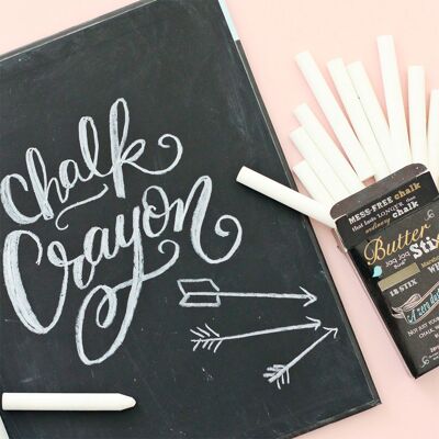 Jaq Jaq Bird: BUTTERSTIX CHALKS, ass. of 12 white chalks, box 10x6x2cm