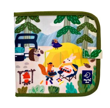 Jaq Jaq Bird: DOODLE IT & GO BJJ & Friends CAMPING 20x20cm, slate notebook, erasable 2