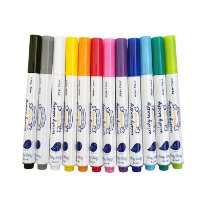 Jaq Jaq Bird: WISHY washy Mini-Marker, Set mit 12 Farben, geruchlos und waschbar