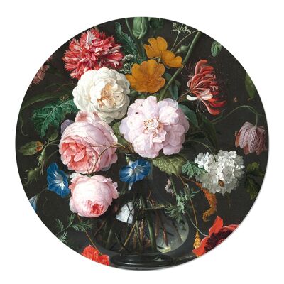 Muurcirkel Stilleven met bloemen dans een glassn vaas 20cm