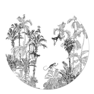 Singes Muurcirkel dans Palms Jungle Tropics Noir 20cm