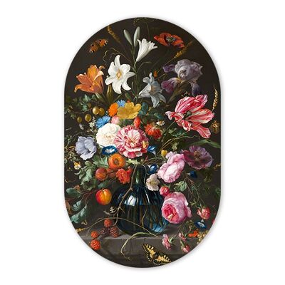 MuurOvaal Tulipes et Roses 70x112