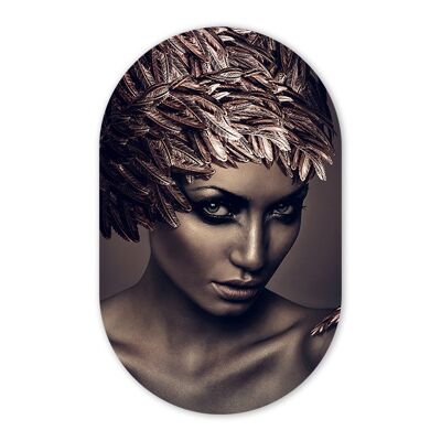 MuurOvaal Portret Bronze Feathers 40x64