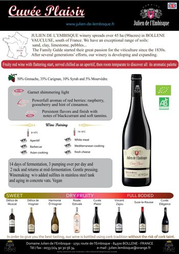 Côtes du Rhône rouge "Cuvée Plaisir" biologique 3