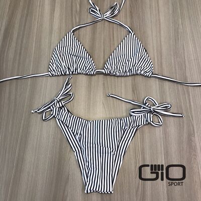 Bikini brasileño en blanco y negro Top de bikini