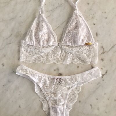 Santiago Triangle Bralette Set White