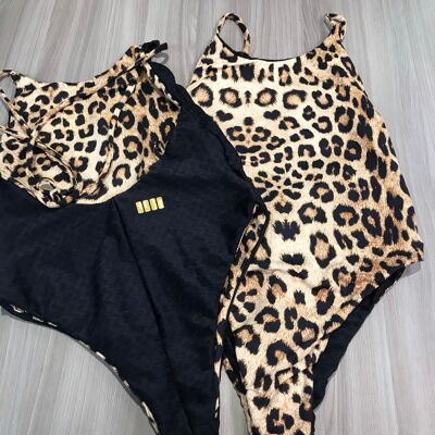 Maillot de Bain Double Face Noir & Tigre