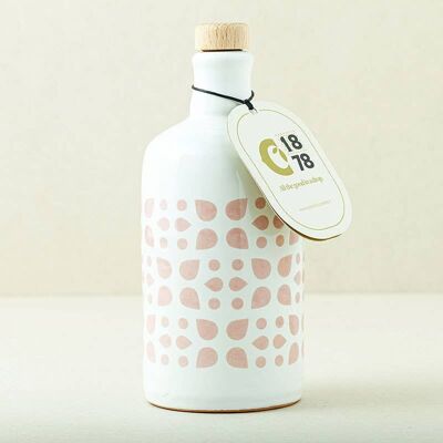 BOTTIGLIA IN CERAMICA FATTA A MANO PUGLIESE "DOLCEZZA" RIEMPITA CON OLIO DI CICCOLELLA - 500ml