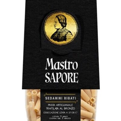 Pasta artigianale di semola di grano duro trafilata al bronzo - Sedanini rigati 100% Grani di Puglia 500 g