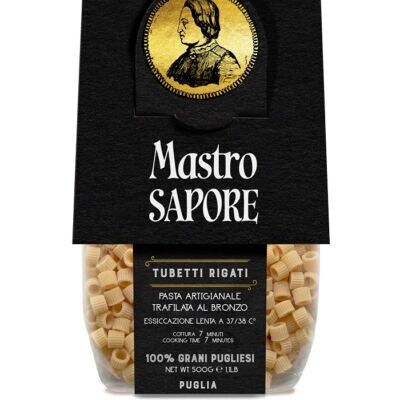 Pasta artigianale di semola di grano duro trafilata al bronzo - Tubettini rigati 100% Grani di Puglia 500 g