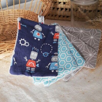 Set of 5 Robot washable wipes