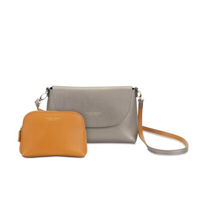 BOLSO BANDOLERA EMMA CON POUCH GRIS GRAFITO