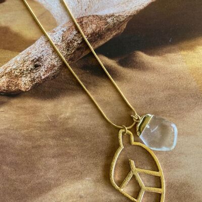 Marilia Capisani Fashion Necklace long hollow leaf and crystal