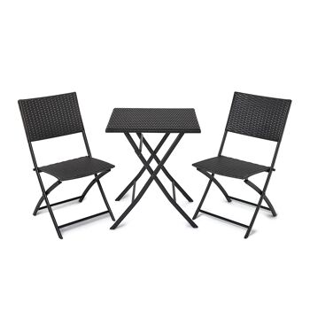 Ensembles de meubles de jardin, table et chaises pliantes de jardin, ensemble de meubles d'extérieur pliants pour jardin, 3 pièces pour salle à manger d'extérieur pour terrasse, arrière-cour, balcon, porche, pelouse, cafés, bistro (noir) 1