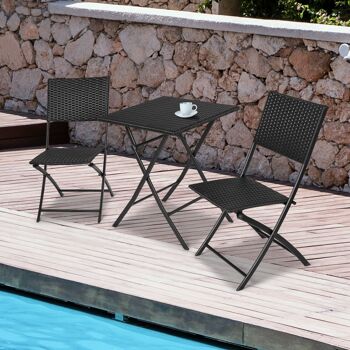 Ensembles de meubles de jardin, table et chaises pliantes de jardin, ensemble de meubles d'extérieur pliants pour jardin, 3 pièces pour salle à manger d'extérieur pour terrasse, arrière-cour, balcon, porche, pelouse, cafés, bistro (noir) 5