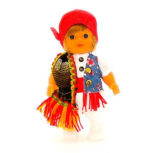 Muñeca de colección de 15 cm. vestido regional típico Alicantino o Foguerer (Alicante), fabricada en España por Folk Artesanía Muñecas. (SKU: 101M)
