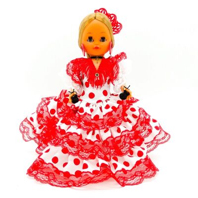 Muñeca de colección de 35 cm. vestido regional típico Andaluza o Flamenca, fabricada en España por Folk Artesanía Muñecas. (SKU: 302NBR)
