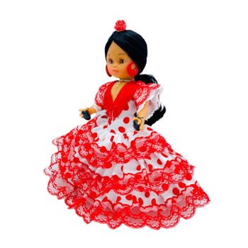 Poupée de collection de 35 cm. Robe régionale typique andalouse ou flamenco, fabriquée en Espagne par Folk Crafts Dolls. (SKU : 302FBR) 4