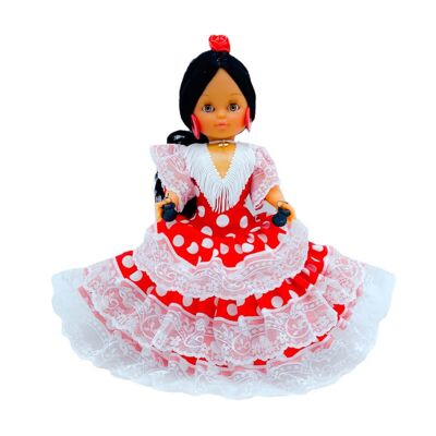 Muñeca de colección de 35 cm. vestido regional típico Andaluza o Flamenca, fabricada en España por Folk Artesanía Muñecas. (SKU: 302FRB)