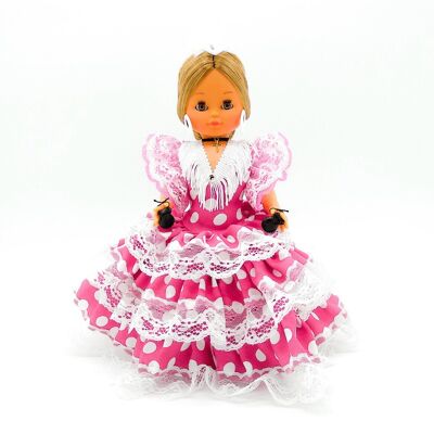 Bambola da collezione di 35 cm. Abito tipico regionale andaluso o di flamenco, realizzato in Spagna da Folk Crafts Dolls. (SKU: 302FRS)