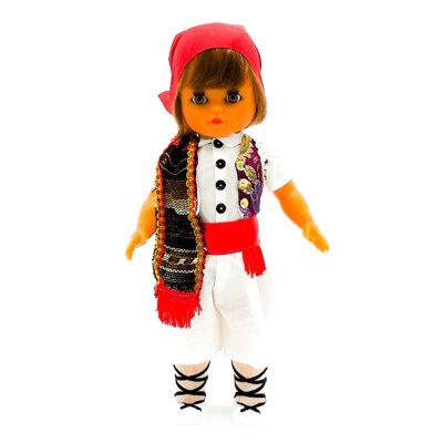 35 cm große Sammlerpuppe. typische regionale Kleidung aus Alicante oder Foguerer (Alicante), hergestellt in Spanien von Folk Crafts Dolls. (Artikelnummer: 301M)